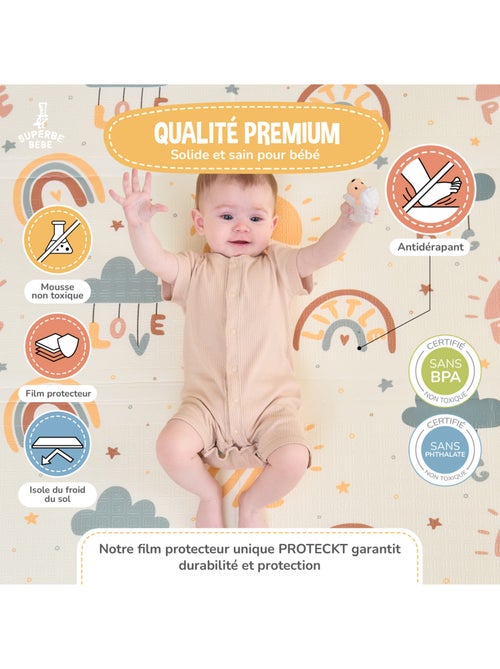 Tapis d'éveil pliable en mousse, réversible et imperméable 200x180x1,5-PURE BIG LOVE| SUPERBE BEBE - Kiabi Tapis d'éveil pliable en mousse, réversible et imperméable 200x180x1,5-PURE BIG LOVE| SUPERBE BEBE - Kiabi
