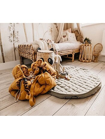 Tapis d'éveil & sac à jouets 3 en 1 en coton bio