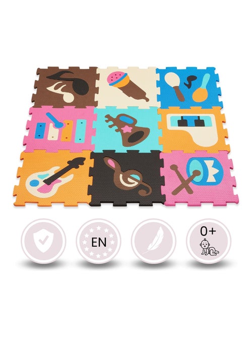 Tapis D'eveil Tapis de Puzzle en Mousse EVA pour Bébé 90*90 - Motifs Instruments Musique - Kiabi