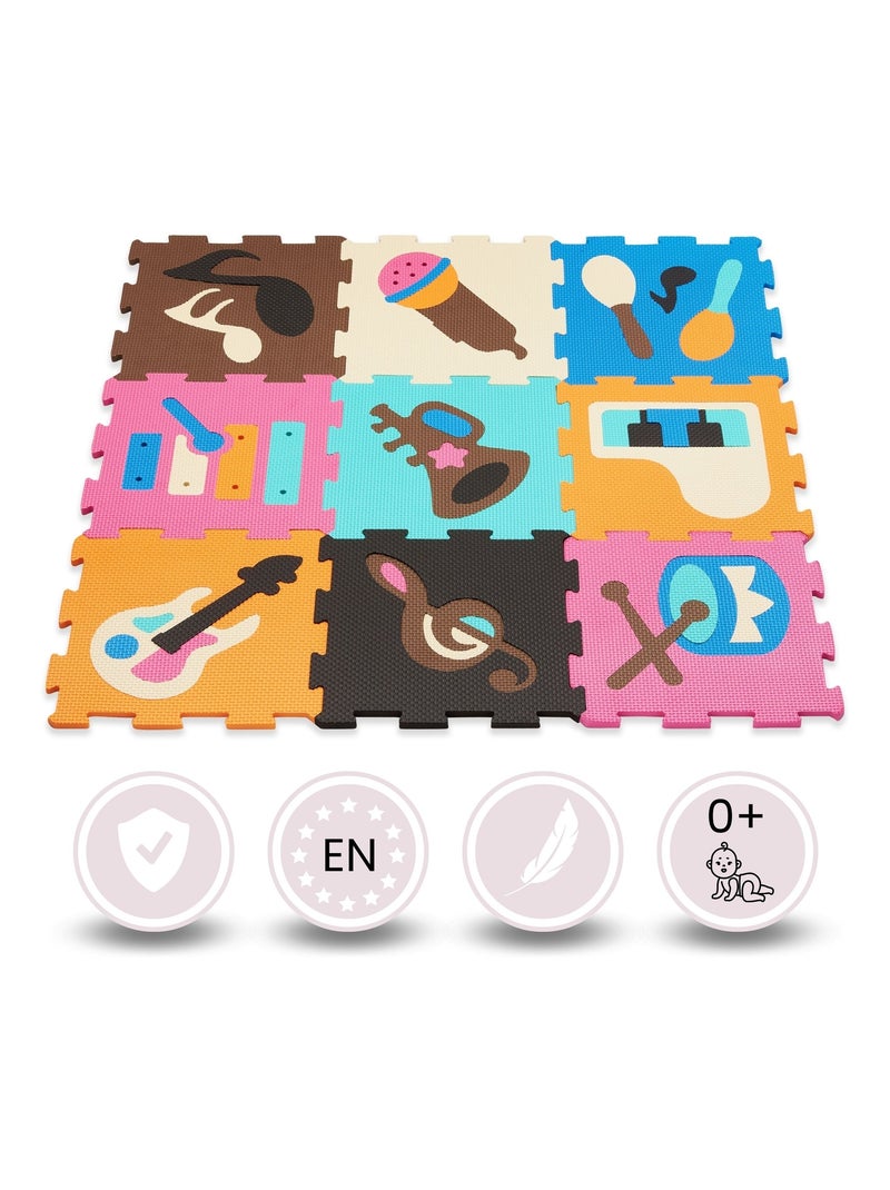 Tapis D'eveil Tapis de Puzzle en Mousse EVA pour Bébé 90*90 - Motifs Instruments Musique Multicolore - Kiabi