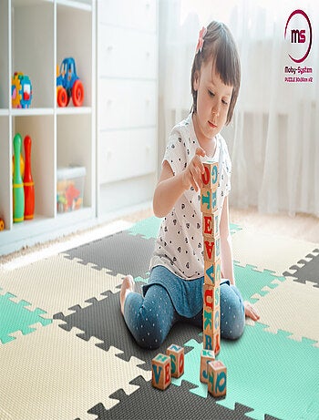 Tapis d'eveil tapis puzzle bébé 120*90*1,2 cm, 12 pièces avec des bords