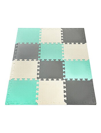 Tapis d'eveil tapis puzzle bébé 120*90*1,2 cm, 12 pièces avec des bords