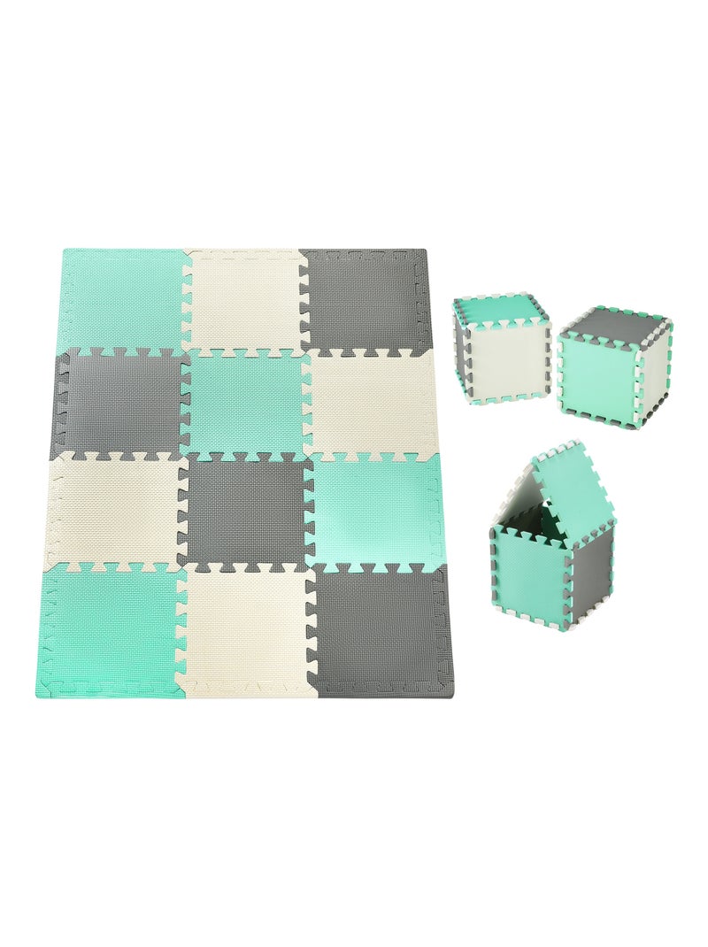 Tapis d'eveil Tapis Puzzle Bébé 120*90*1,2 cm, 12 Pièces + Bords, Vert Multicolore - Kiabi