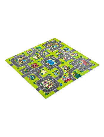 Tapis D'eveil Tapis Puzzle pour Bébé 90*90 - 9 Pièces en Mousse EVA, Circuit Voiture