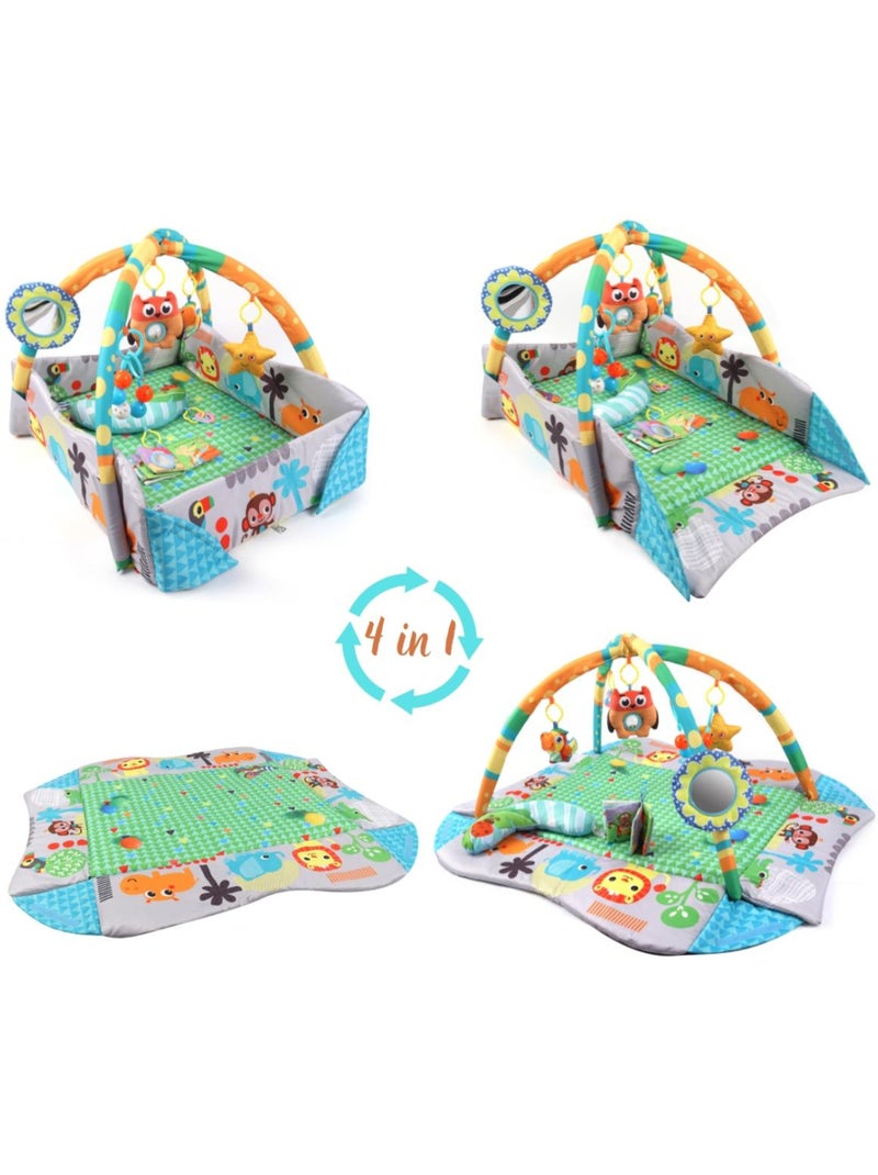 Tapis d'éveil tinymini 4 faces avec barrière Orange - Kiabi