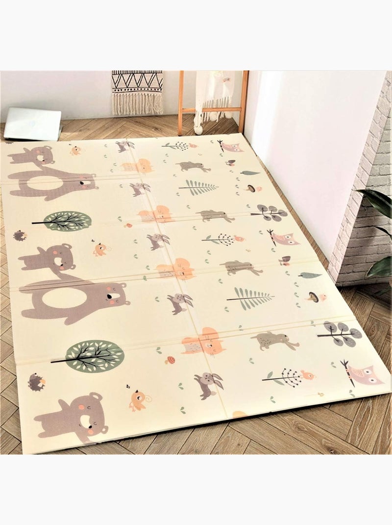 Tapis d'éveil XXL en mousse XPE pliable 200x180cm Mamabrum Blanc Gris clair Bleu - Kiabi