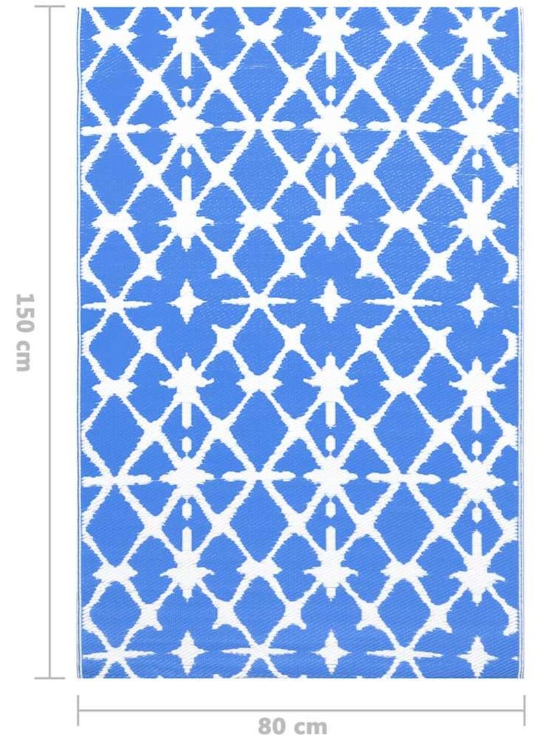 Tapis d’extérieur motif graphique tissé Bleu - Kiabi