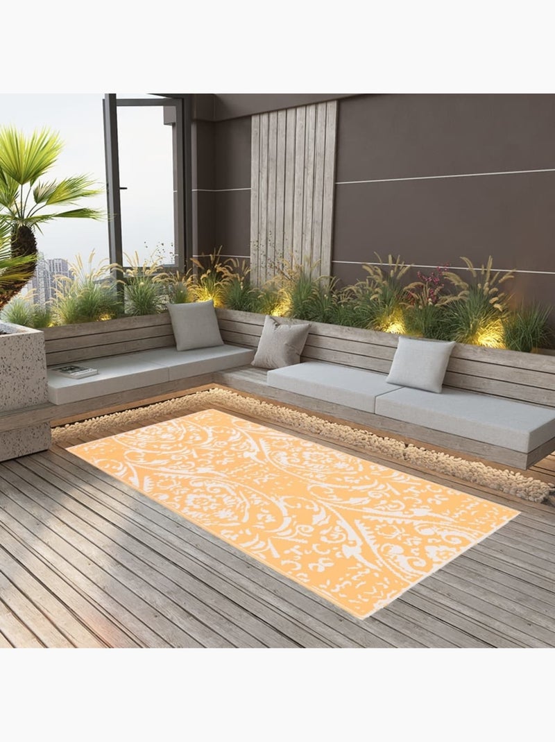Tapis d’extérieur motif ornemental tissé Orange - Kiabi