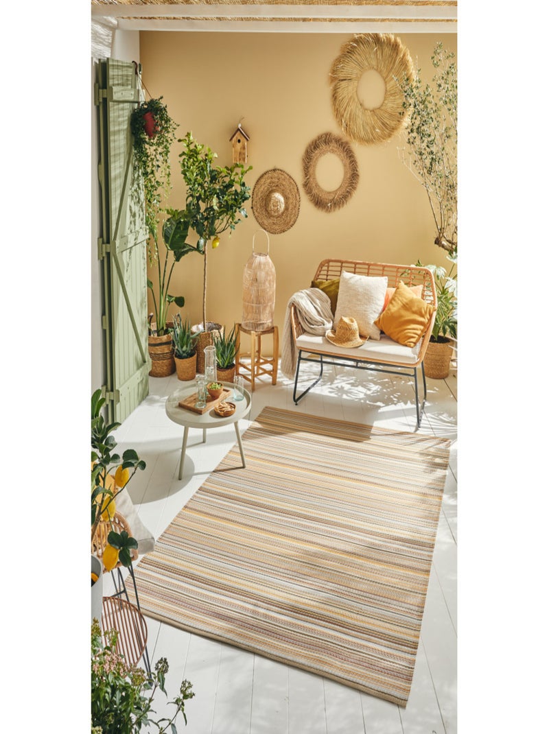 Tapis d'extérieur motif rayure dégradée Beige - Kiabi