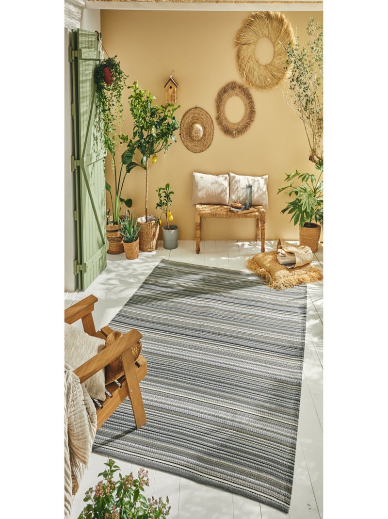 Tapis d'extérieur motif rayure dégradée Gris - Kiabi