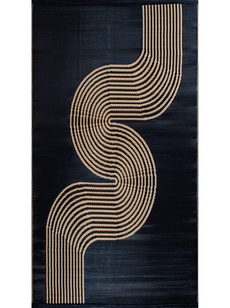 Tapis d'extérieur motif vague Noir - Kiabi