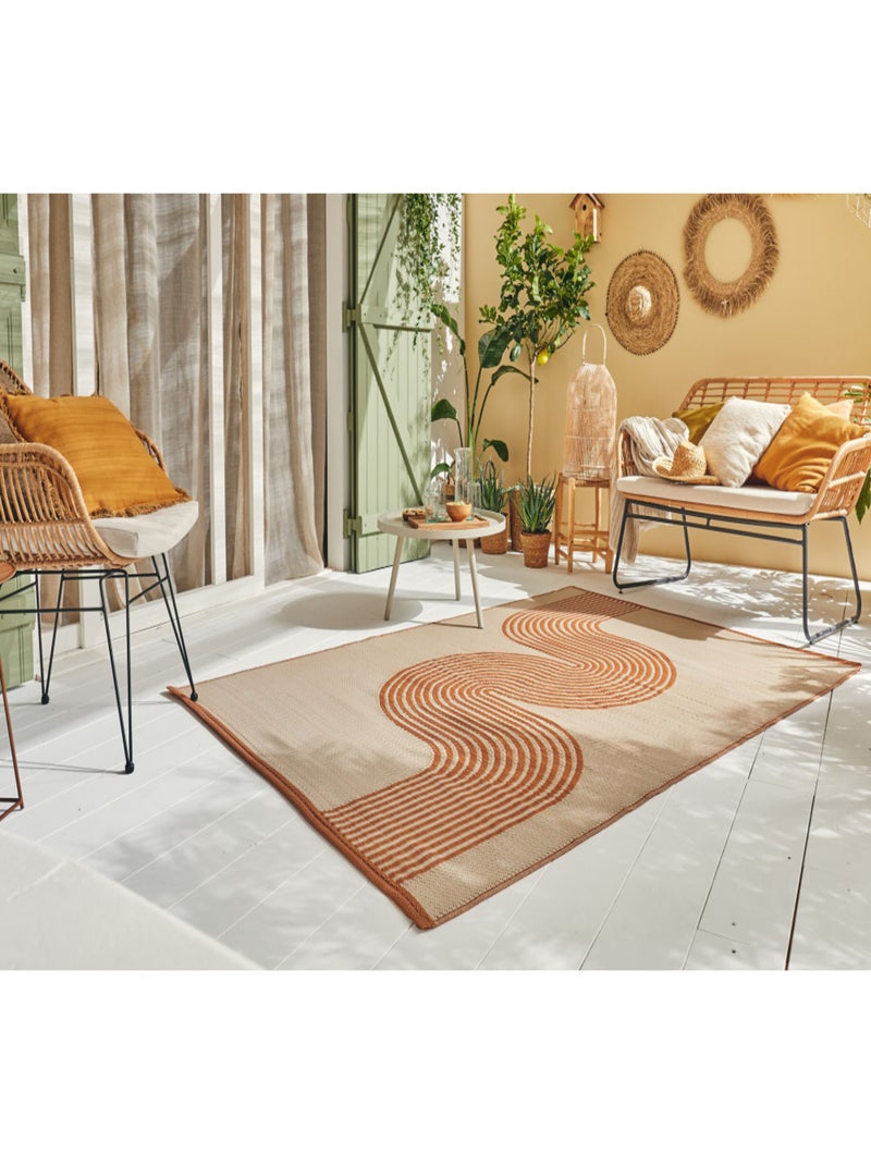 Tapis d'extérieur motif vague Terracotta - Kiabi
