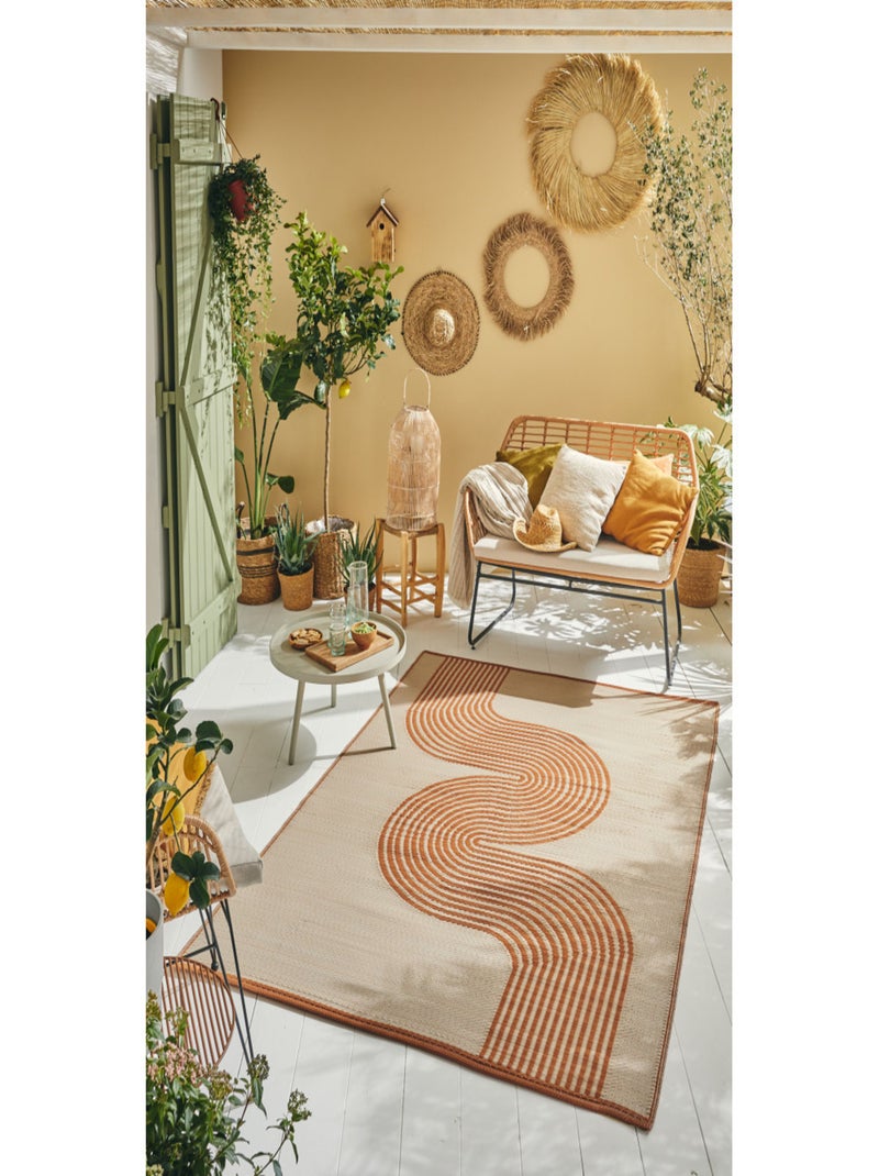 Tapis d'extérieur motif vague Terracotta - Kiabi