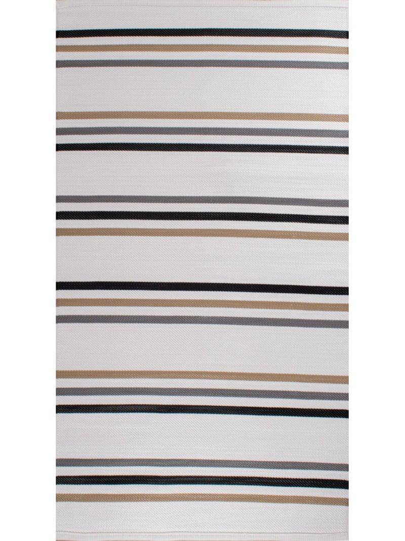 Tapis d'extérieur motifs rayures Noir - Kiabi