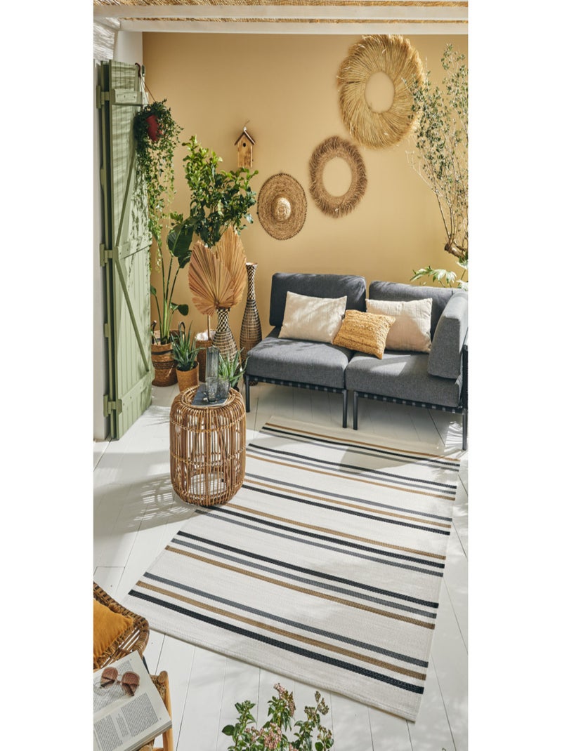 Tapis d'extérieur motifs rayures Noir - Kiabi
