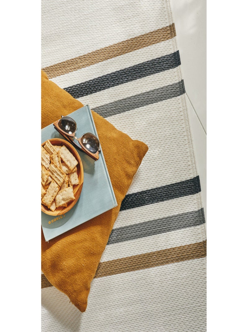 Tapis d'extérieur motifs rayures Noir - Kiabi