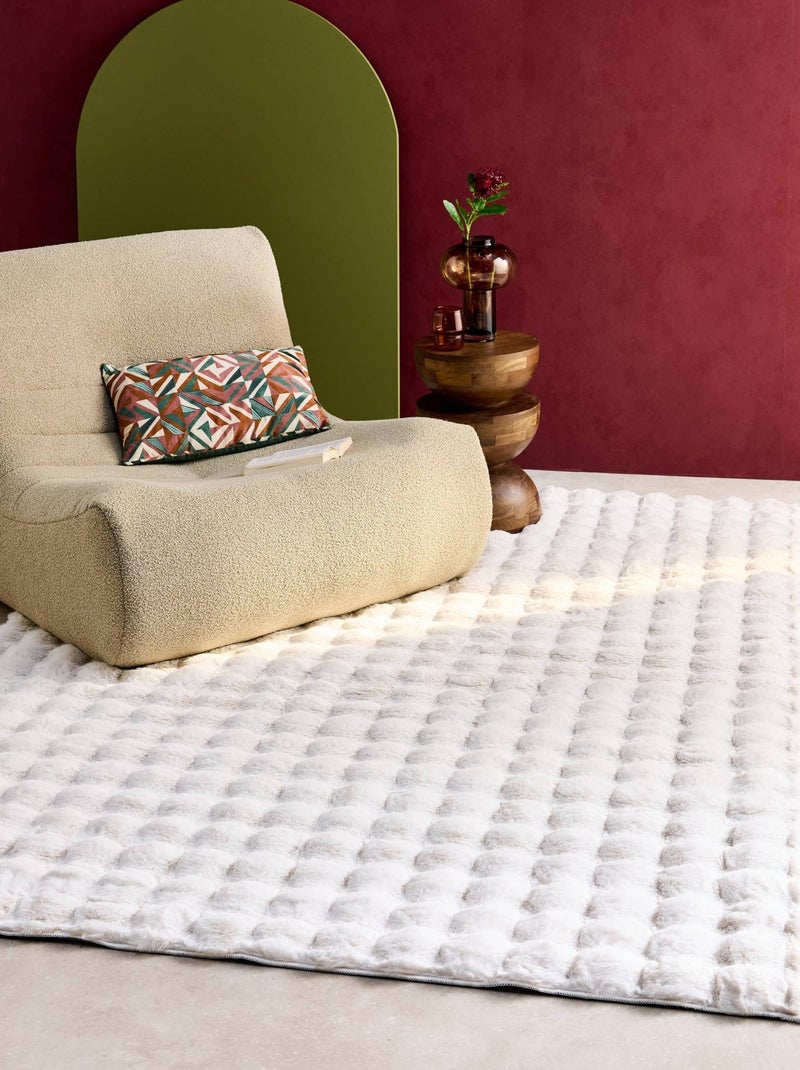 Tapis d'intérieur bubble blanc effet fausse fourrure Bumpy Blanc - Kiabi