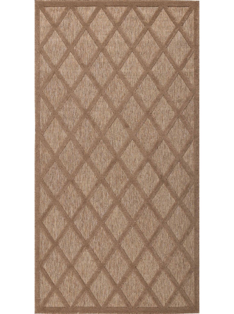 Tapis d'intérieur et d'extérieur motifs losange Beige - Kiabi
