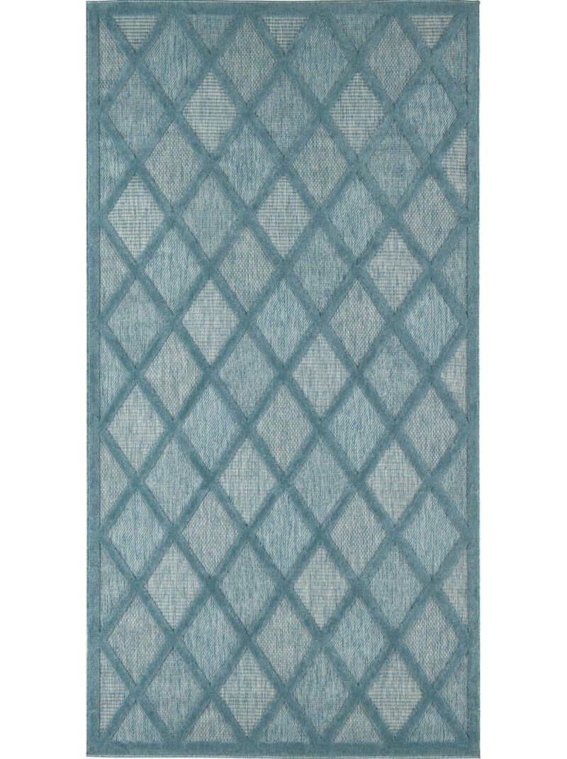 Tapis d'intérieur et d'extérieur motifs losange Bleu turquoise - Kiabi