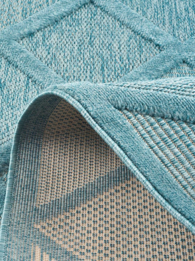 Tapis d'intérieur et d'extérieur motifs losange Bleu turquoise - Kiabi
