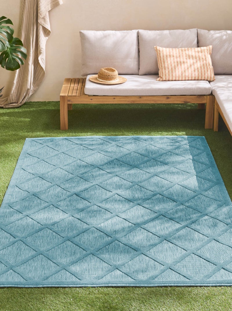 Tapis d'intérieur et d'extérieur motifs losange Bleu turquoise - Kiabi