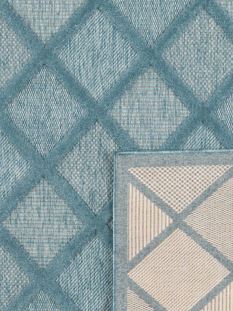 Tapis d'intérieur et d'extérieur motifs losange Bleu turquoise - Kiabi