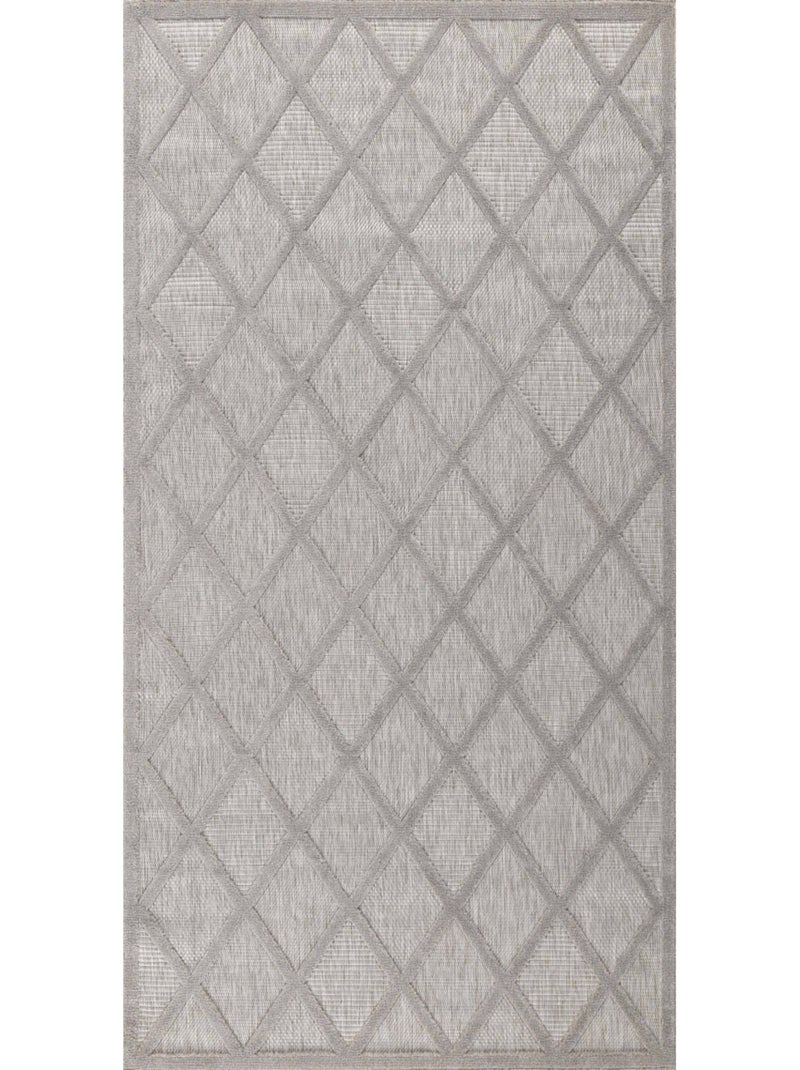 Tapis d'intérieur et d'extérieur motifs losange Gris - Kiabi