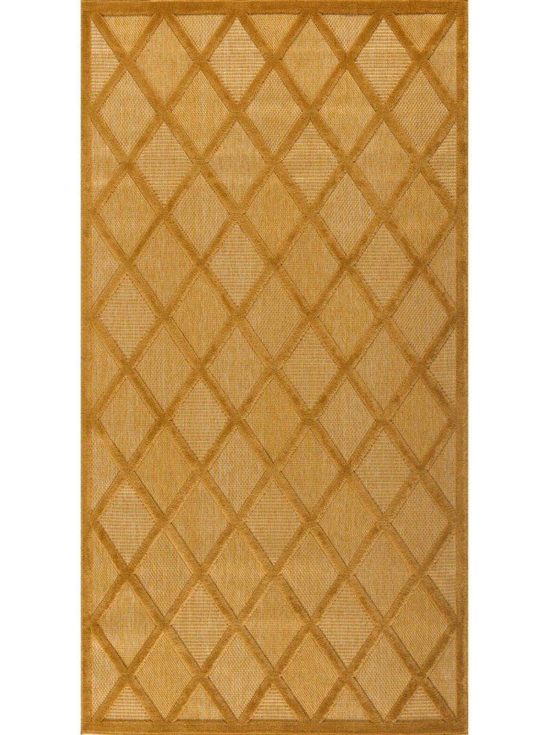 Tapis d'intérieur et d'extérieur motifs losange Jaune - Kiabi