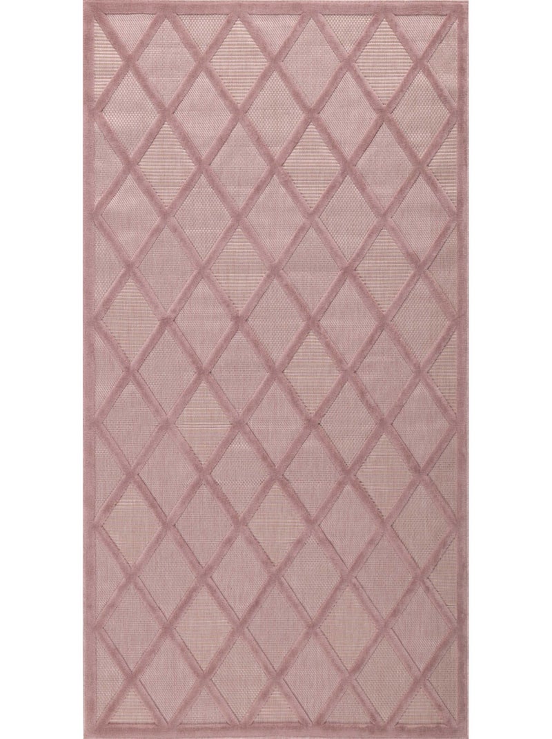 Tapis d'intérieur et d'extérieur motifs losange Rose - Kiabi