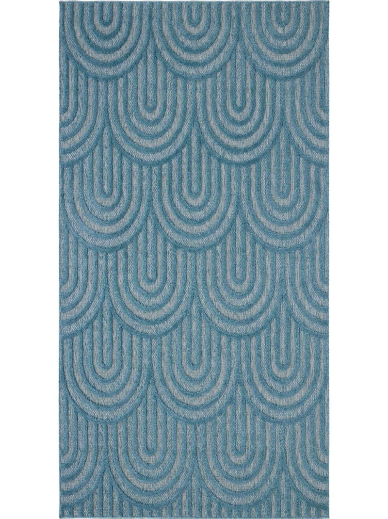 Tapis d'intérieur et extérieur motifs arcs Santorini Bleu turquoise - Kiabi