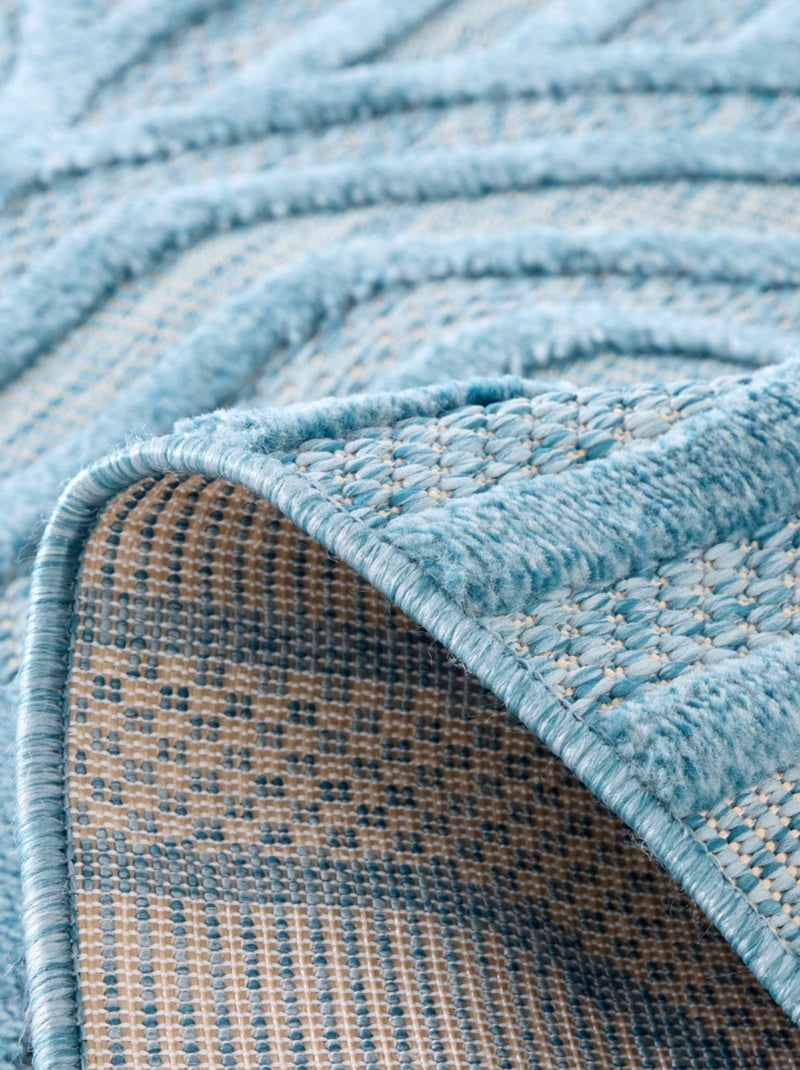 Tapis d'intérieur et extérieur motifs arcs Santorini Bleu turquoise - Kiabi