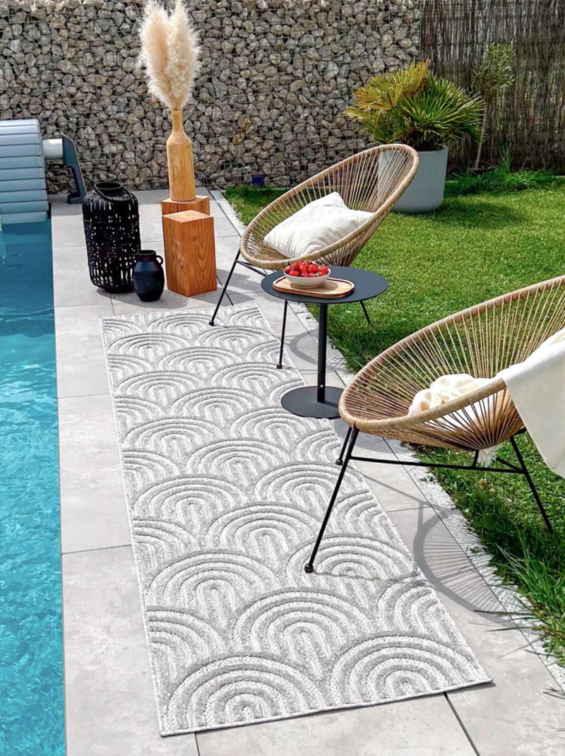 Tapis d'intérieur et extérieur motifs arcs Santorini Gris - Kiabi