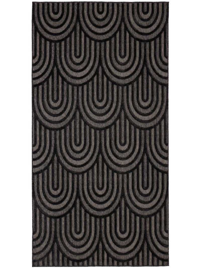 Tapis d'intérieur et extérieur motifs arcs Santorini Noir - Kiabi