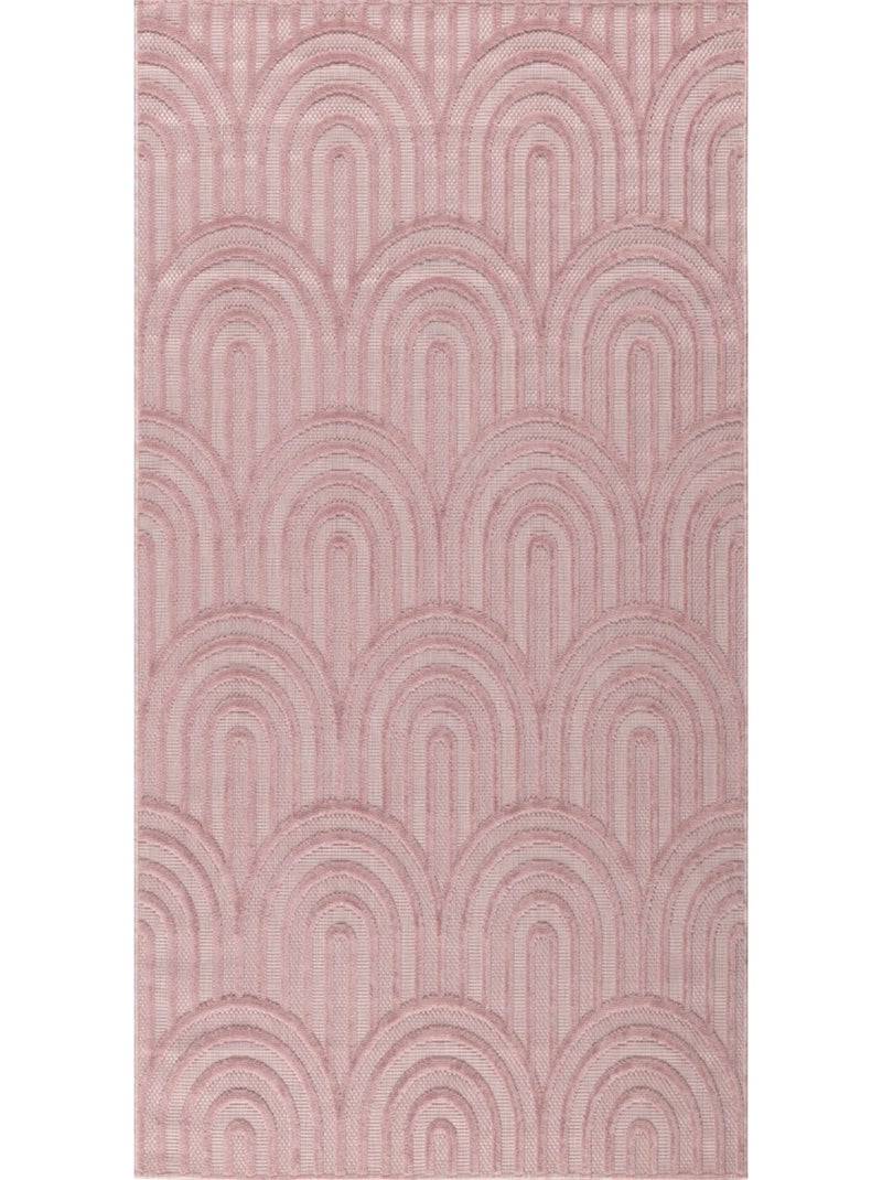 Tapis d'intérieur et extérieur motifs arcs Santorini Rose - Kiabi