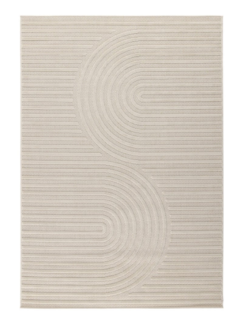 Tapis d'intérieur et extérieur motifs arcs symétriques Santorini Blanc - Kiabi