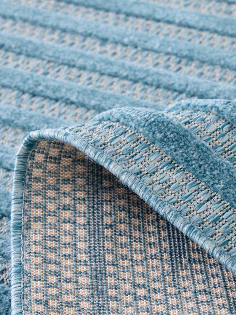 Tapis d'intérieur et extérieur motifs arcs symétriques Santorini Bleu turquoise - Kiabi