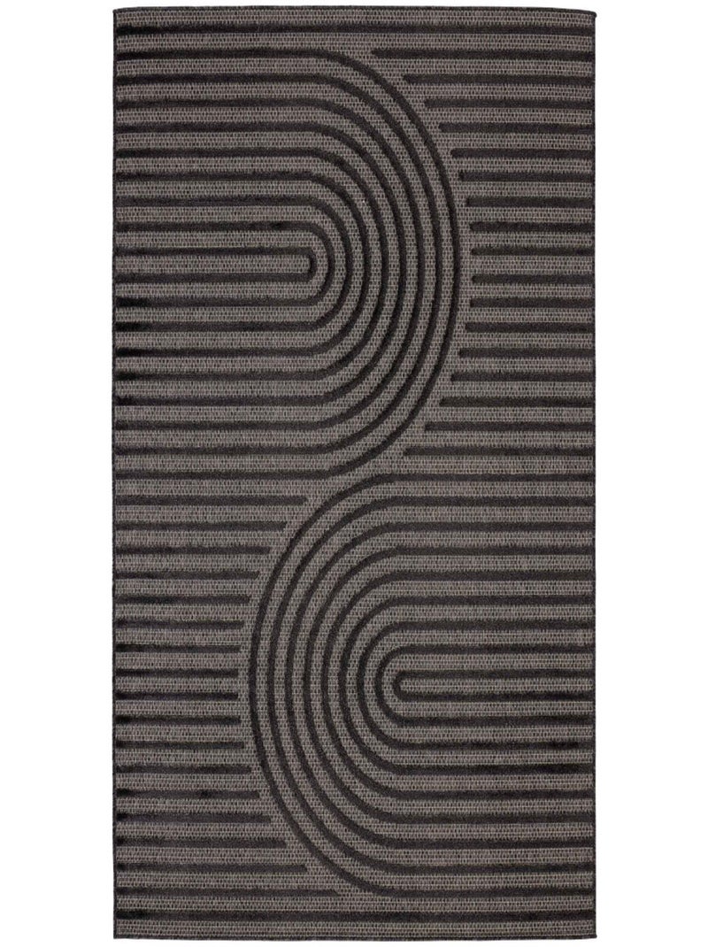Tapis d'intérieur et extérieur motifs arcs symétriques Santorini Noir - Kiabi