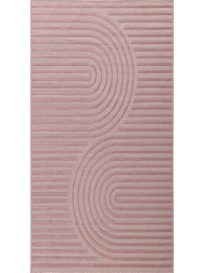 Tapis d'intérieur et extérieur motifs arcs symétriques Santorini Rose - Kiabi