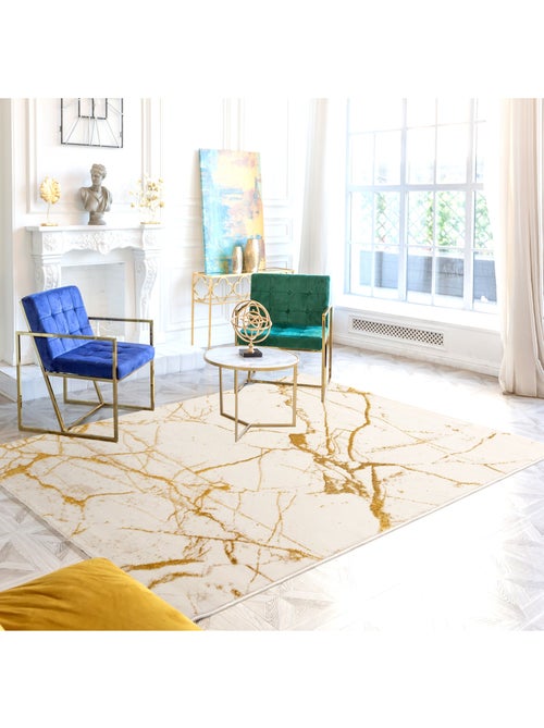 Tapis d'intérieur lara 805 – effet marbre - 80x150 / gold - Kiabi Tapis d'intérieur lara 805 – effet marbre - 80x150 / gold - Kiabi