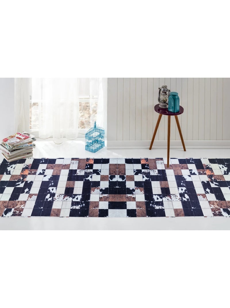 Tapis d'intérieur Patchwork Cube Marron - Kiabi