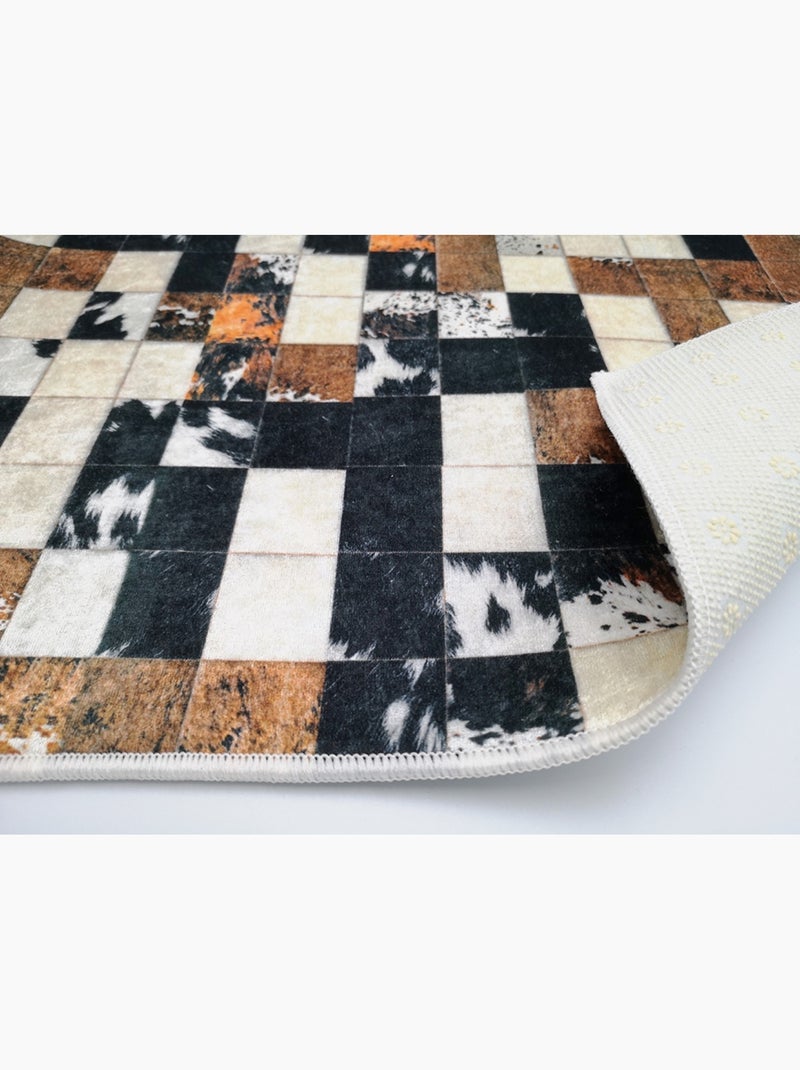 Tapis d'intérieur Patchwork Cube Marron - Kiabi