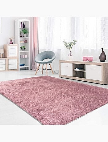 Tapis de salon 200x290 cm Polyester Uni Bleu