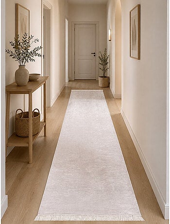 Tapis d'intérieur Uni Beige Clair à Franges - 120x170 / Beige