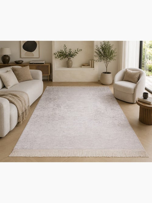 Tapis d'intérieur uni beige clair à franges - 120x170 / beige - Kiabi Tapis d'intérieur uni beige clair à franges - 120x170 / beige - Kiabi