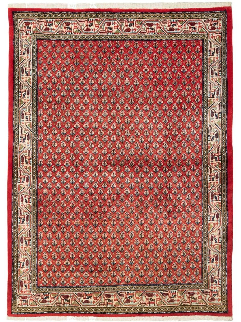 Tapis d'orient au motif oriental, noué main en laine, hamadan 51 Rouge - Kiabi