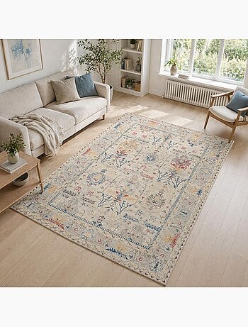 Tapis d'orient au motif oriental, style kilim, lyn11 perle