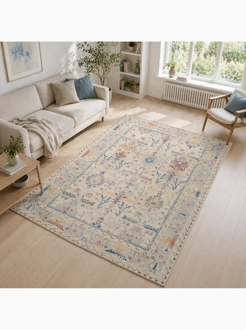 Tapis d'orient au motif oriental, style kilim, lyn11 perle - Kiabi