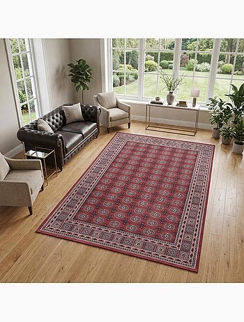 Tapis d'orient au motif oriental, style kilim, lyn11 rubis