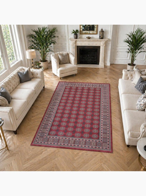 Tapis d'orient au motif oriental, style kilim, lyn11 rubis - Kiabi