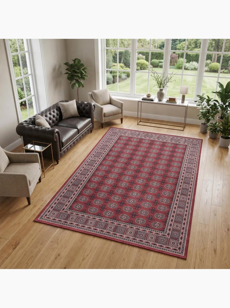 Tapis d'orient au motif oriental, style kilim, lyn11 rubis Rouge - Kiabi